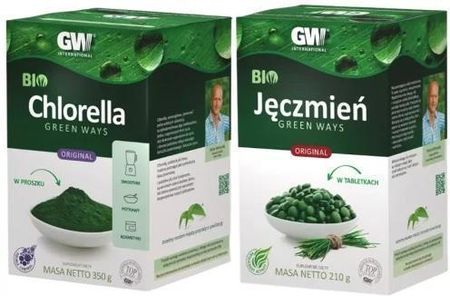 Zestaw Bio Chlorella W Proszku 350G + Bio Jęczmień W Tabletkach 210G, Green Ways