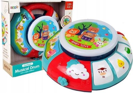 Leantoys Zabawka Edukacyjna Dla Dziecka Niemowląt Interaktywny Bębenek 21Cm Światła