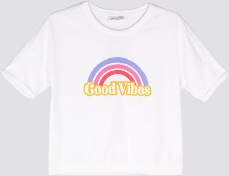 T-shirt z krótkim rękawem biały z kolorowym nadrukiem