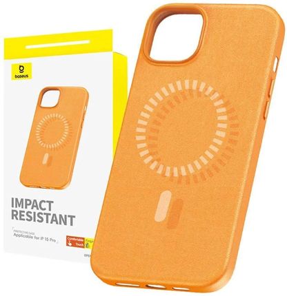 Baseus Magnetic Phone Case For Iphone 15 Pro Fauxther Series Orange