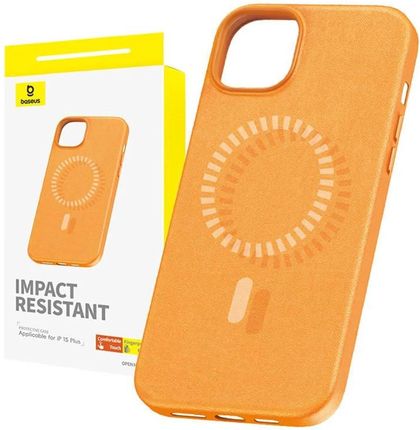 Baseus Magnetic Phone Case For Iphone 15 Plus Fauxther Series Orange