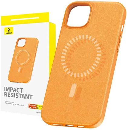 Baseus Magnetic Phone Case For Iphone 15 Promax Fauxther Series Orange