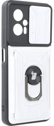 Bizon Etui Case Camshield Card Slot Ring Do Xiaomi Poco X4 Gt Białe