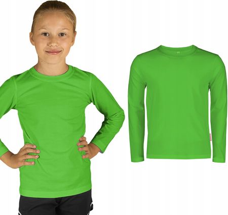 Zielona Gładka Dziewczęca Bluzka Długi Rękaw 100% Bawełniana Dla Dzieci 116