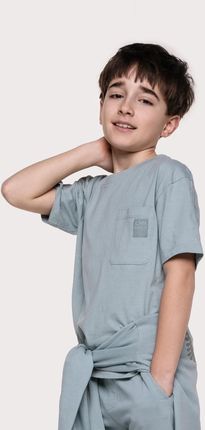 T-shirt z krótkim rękawem chłopięcy oversize z kieszenią