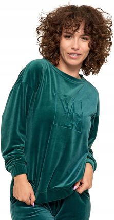 Bluza damska welurowa ciepła miękka butelkowa zieleń OBD2300-005 S