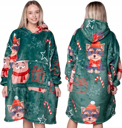 Koc Bluza Oversize Ciepła 2W1 Gruba XXL Futrzak Kocobluza