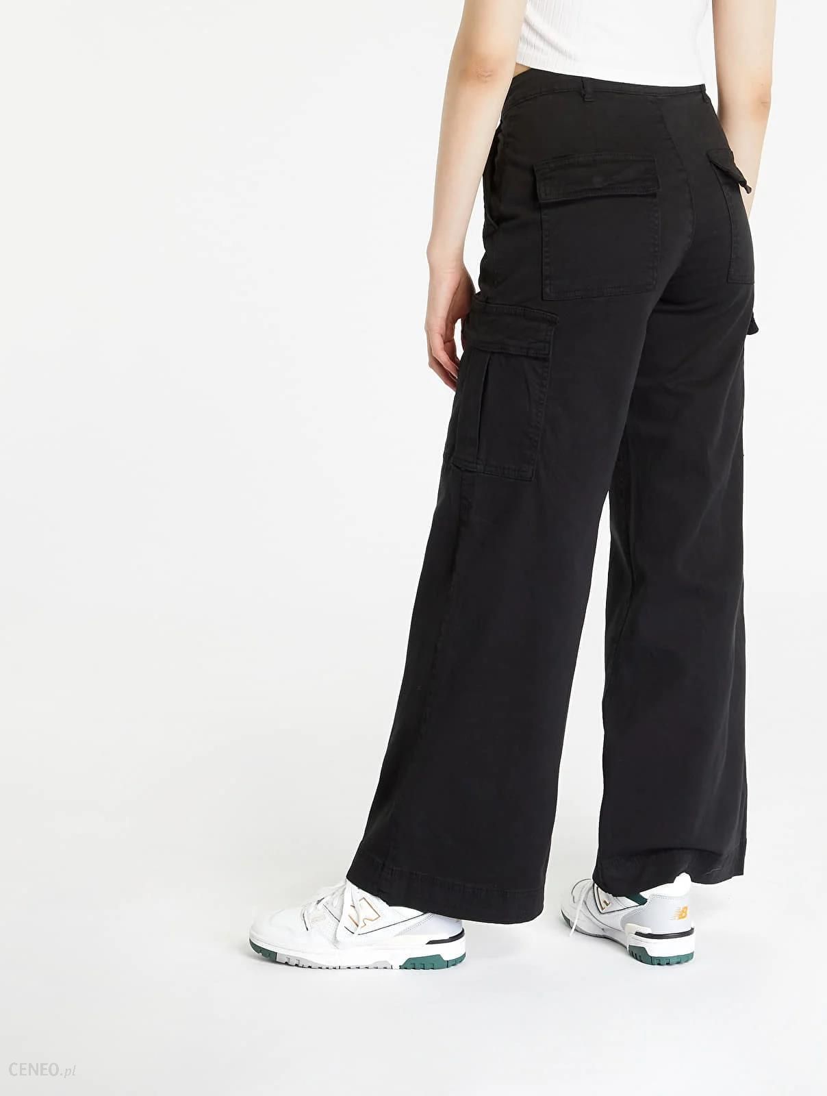 Urban Classics Ladies High Waist Wide Leg Twill Cargo Pants Black - Ceny i  opinie