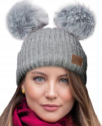 Zimowa Czapka Ciepła dwa pompony Ciepły Polar