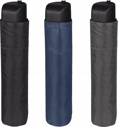 Parasol przeciwdeszczowy manualny składany czarny/granat/grafit pokrowiec