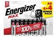 Energizer Lr6/8 Max Aa 4+4 Zdarma