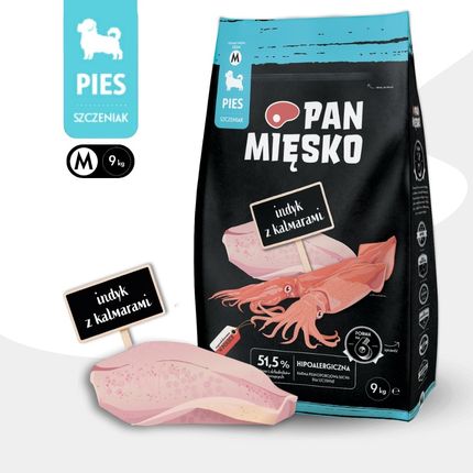 Сухий корм для собак Mr. Mięsko Індичка з кальмарами (цуценячі) чіпси M 9кг - фото 3