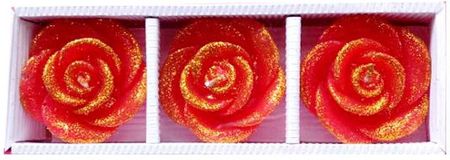 Świeczki Ozdobne Róże 3 Sztuki Bezzapachowe Kolor: Czerwony 2767
