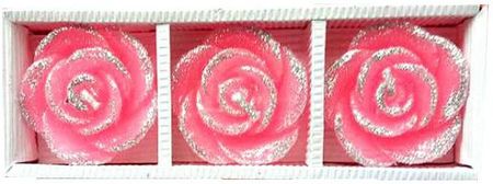 Świeczki Ozdobne Róże 3 Sztuki Bezzapachowe Kolor: Różowy 2766