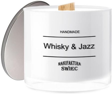 Manufaktura Świec Whisky & Jazz. Duża Biała Świeca Sojowa 220