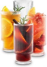 Zdjęcie Szklanki 270ml Ryflowane długie do kawy latte long drinków zestaw 4szt w pudełku SZK36 - Skarszewy
