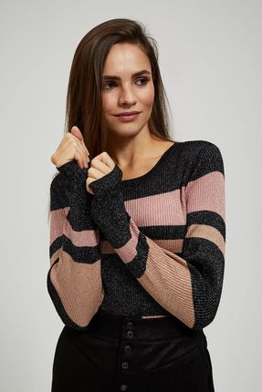 Sweter w paski z metaliczną nitką XL od Moodo