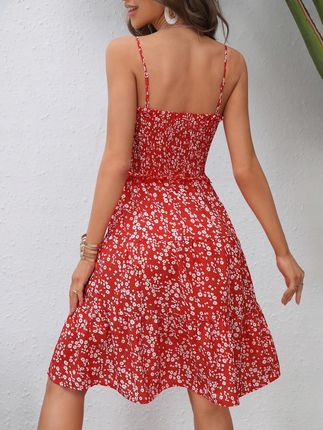 Ramiączka Marszczenie Falbana 6TR NF9__XS Shein Czerwona