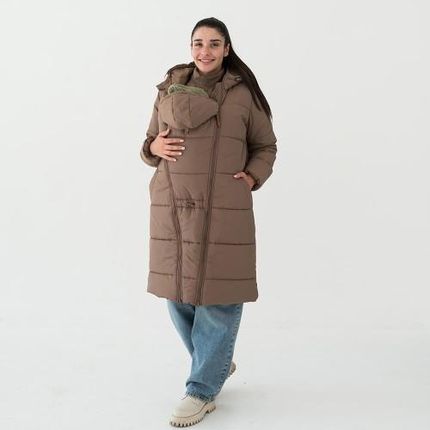 Zimowa kurtka ze wstawką do noszenia - dla dwojga - ciążowa - 3w1 - Cappuccino