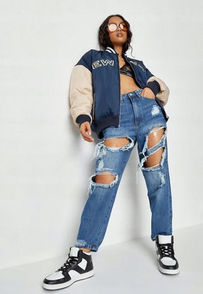Jeans Ripped Kieszenie B6U NG1__XXS Missguided Spodnie Z Wysokim Stanem