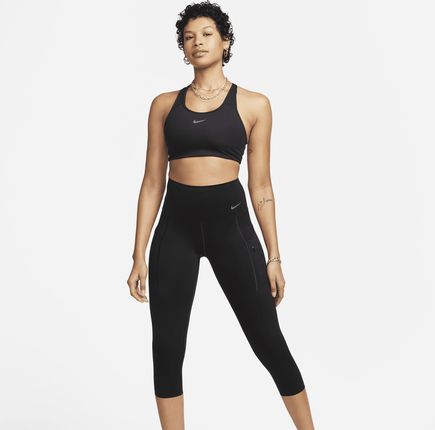 Damskie legginsy o skróconym kroju z wysokim stanem i kieszeniami zapewniające mocne wsparcie Nike Go - Czerń