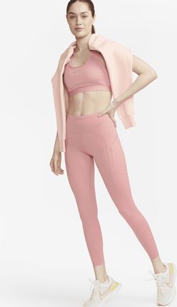 Damskie legginsy ze średnim stanem i kieszeniami o długości 7/8 zapewniające mocne wsparcie Nike Go - Różowy