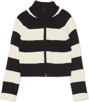 Cropp - Rozpinany sweter w paski - Czarny