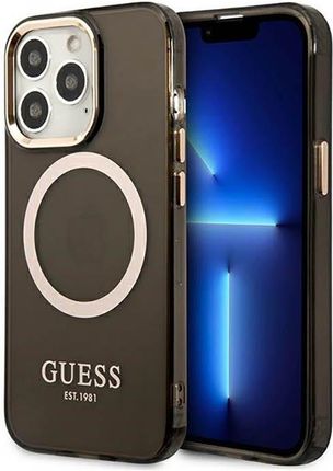 Guess Panel Gold Outline Translucent Magsafe Do Apple Iphone 13 Pro Black 3666339057039
