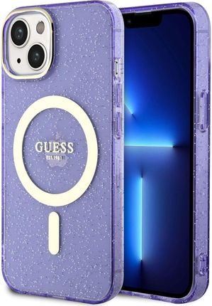 Guess Panel Glitter Gold Magsafe Do Apple Iphone 14 Purple 3666339125660