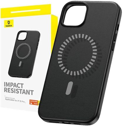Baseus Magnetic Phone Case For Iphone 15 Pro Fauxther Series Black