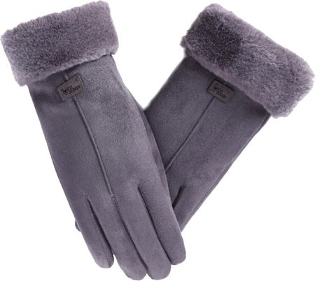Rękawiczki zimowe damskie, ciepłe rękawiczki dotykowe - eleganckie szare