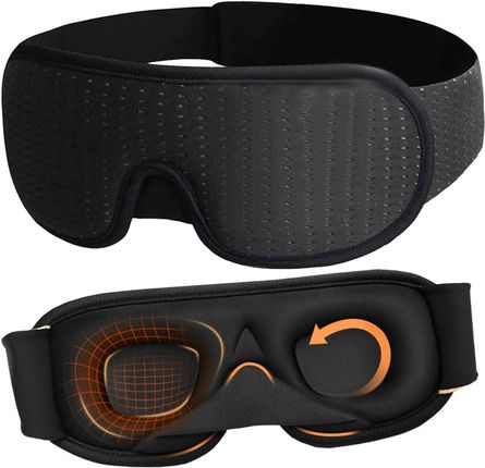 Opaska na oczy do spania 3D ZACIEMNIAJĄCA ODDYCHAJĄCA ergonomiczna maska czarna