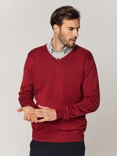 Zdjęcie Bordowy sweter z dekoltem w szpic - Reda