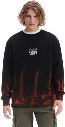 Cropp - Koszulka longsleeve z motywem płomieni - Czarny