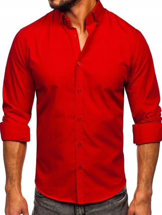 Koszula Z Długim Rękawem Męska Czerwona 5821-1 Rozmiar_m