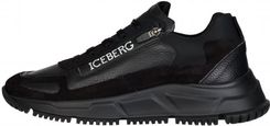 Ranking ICEBERG skórzane włoskie sneakersy NOWOŚĆ BLACK Popularne włoskie buty