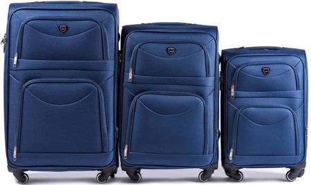 Wings Zestaw 3 walizek podróżnych 4 koła L,M,S niebieskie