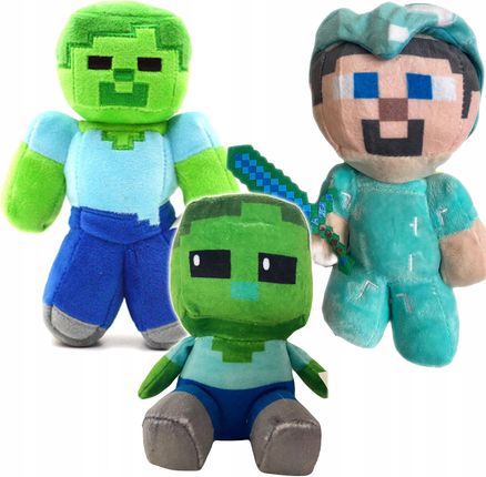 Toys Minecraft Maskotka Zestaw 3W1 Zombie Steve Baby Trzy Maskotki Z Gry