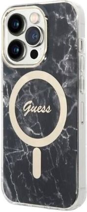 Guess Panel + Ładowarka Marble Magsafe Do Apple Iphone 14 Pro Max Black 3666339103149