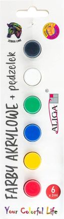 Aliga Farby Akrylowe Z Pędzelkiem Mix Kolorów 6X3Ml Ftm-9525