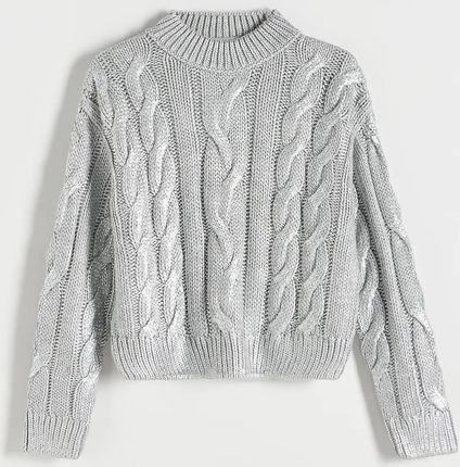 Reserved - Sweter z metalicznym efektem - Srebrny