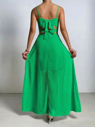 Ramiącza Tekstura Splot Yos NF9__M Shein Zielona Maxi Sukienka