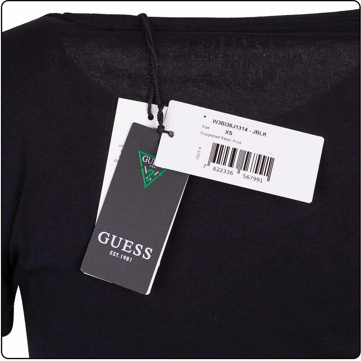 GUESS KOSZULKA DAMSKA T-SHIRT SS CN TRIANGLE FLOWER TEE CZARNA