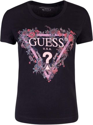 GUESS KOSZULKA DAMSKA T-SHIRT SS CN TRIANGLE FLOWER TEE