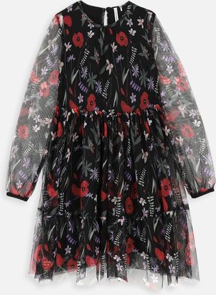 Sukienka tiulowa w kwiaty czarna 158 Coccodrillo