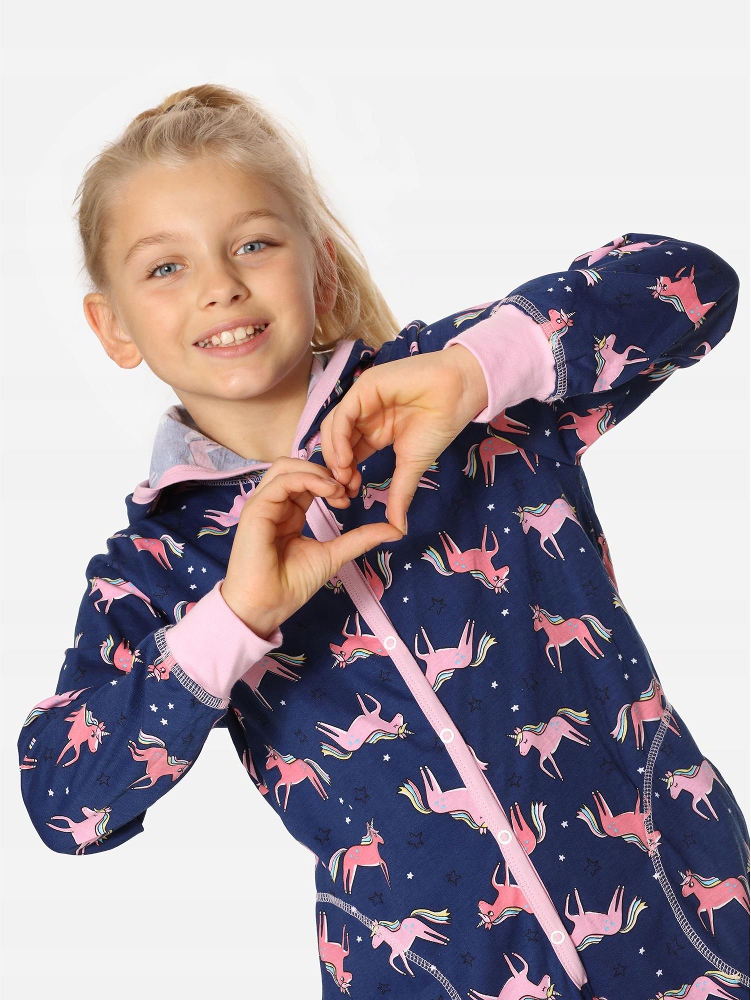 Merry Style Meisjes Pyjama Slaap Onesie Jumpsuit Overall MS10-186 (Roze/Harten/Melange, 110-116