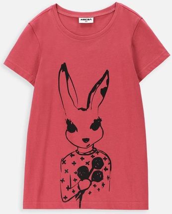 T-shirt z krótkim rękawem czerwony z królikiem romantykiem