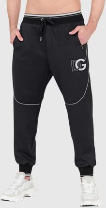 DOLCE & GABBANA Czarne spodnie dresowe z dużym logo