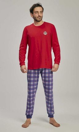 Piżama męska,wzór,dł. rękaw i spodnie,TALL, New (Hiszpańska czerwień, 188/Tall)