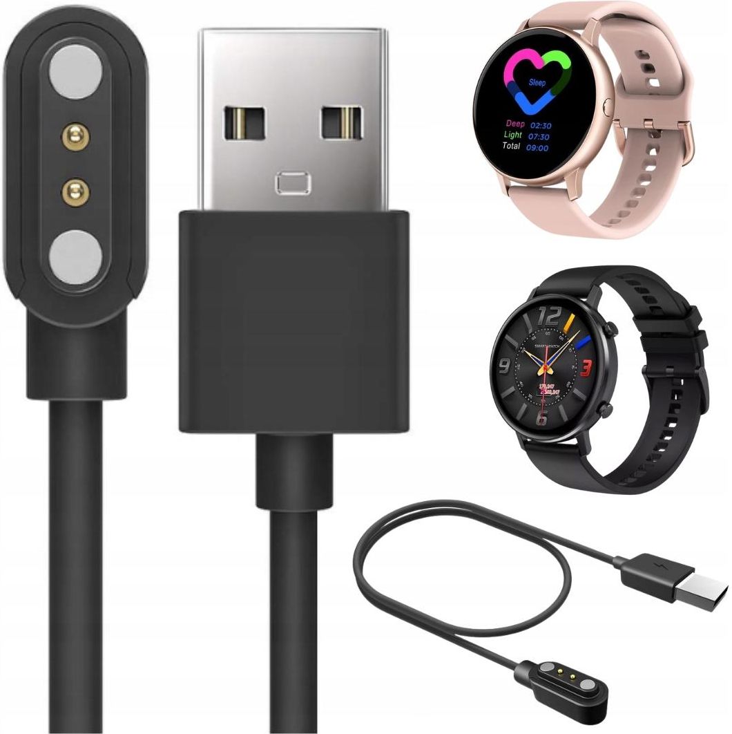 Zeetech adowarka Kabel Smartwatch Kw10 Kw20 Dt88 Dt96 Czarny